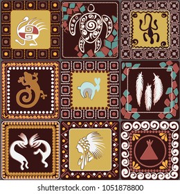 pattern with imitation of elements of rock art