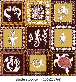 pattern with imitation of elements of rock art