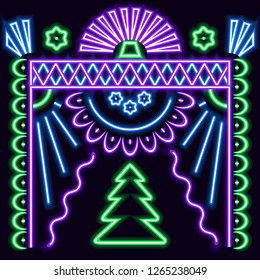 Pattern, imitation of neon illumination. Festive Christmas decorations.