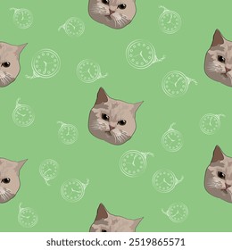 The pattern (infinite picture) of the cat meme is a gray angry cat. The illustration is made in bright colors. The picture conveys a joke, humor, meme, anger.