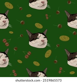 The pattern (infinite picture) of the cat meme is a happy brown and white cat. The picture conveys a joke, humor, meme.