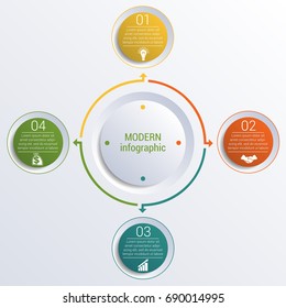 Pattern for infographic 4 positions colorful circles in a circle.