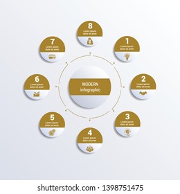 Pattern for infographic 8 positions monochromic vector image from circles in a circle.