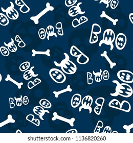 Pattern with inscription and bones for Halloween. For fabric, wrapping paper, postcards, Wallpaper. Print of the original.