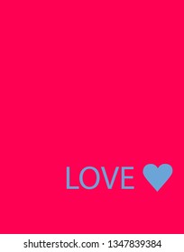 pattern inscription in English love and heart on a crimson background