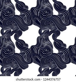 pattern with interlacing wavy elements, seamless vector pattern of lines on a white background