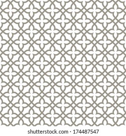 Pattern with intersecting grey stripes on white background. Abstract geometric ornament in Arabic style. Decorative floral lattice.