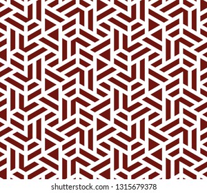 Pattern with intersecting straight stripes, polygons and stars. Abstract seamless vector background. Modern monochrome texture. Stylish lattice design.