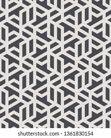Pattern with intersecting straight stripes, polygons and stars. Abstract seamless vector background. Modern monochrome texture. Stylish lattice design.