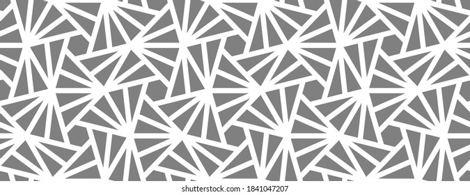 Pattern with intersecting white stripes on grey background. Abstract seamless vector design for textile, fabric and wrapping. Modern monochrome texture with stylized l. Stylish lattice design.