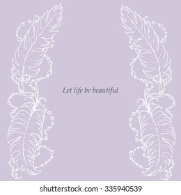  pattern for invitation and card with white feathers