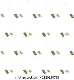  pattern with Irish flag waving in the wind
