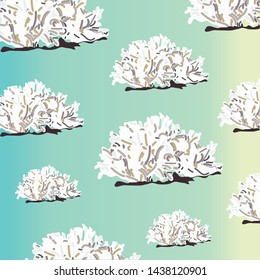 Pattern of isolated white corals on a ocean background. Vector underwater flora and fauna.