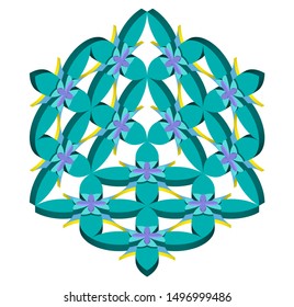Pattern Isometric ornament of abstract mandala of geometric motifs round lace with batik motifs carved. Templates for interior design, decorative art objects, insulation on a white background - Vector
