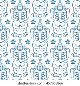 Pattern Ith Elephant Ganesha Hindu God. Ornament Background.Happy Chaturthi