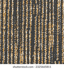 Pattern with jagged, irregular stripes, in tones of dark blue, gold and white. Rustic rug texture. Vector seamless. Abstract vector.