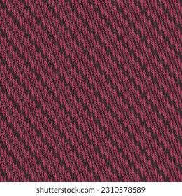 Pattern with jagged and slanted stripes, in purple and black, for sweaters, shawls, scarves, blankets and others. Soft wool or cotton fabric. Abstract vector.