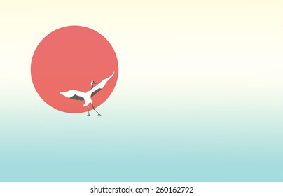  pattern Japanese crane, free, logo, Abstract watercolor drawing, color vector print