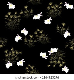 Pattern of a Japanese pampas grass and the rabbit,
