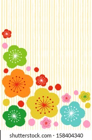 Pattern of Japanese plum blossoms cute colorful