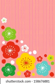 Pattern of Japanese plum blossoms cute colorful 