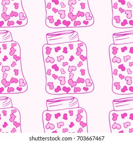 pattern jar heart doodle vector
