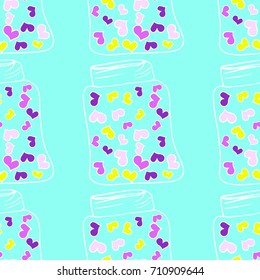 pattern jar heart doodle vector
