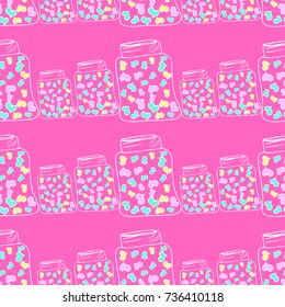 pattern jar heart doodle vector
