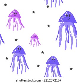 Pattern with jellyfish on a white background