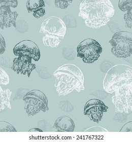 pattern of the jellyfishes and seashells 