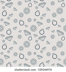 Pattern with jewelry goods such as diamonds, gemstones and rings
