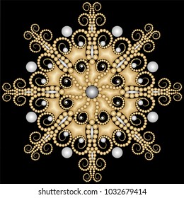 Pattern for jewelry made of gold and pearls in classic style