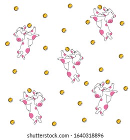 pattern jumping dog catch ball background vector