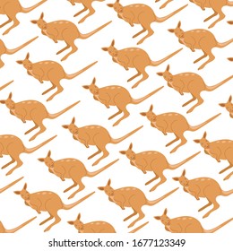 Pattern with a kangaroo character. Vector illustration. For print, poster, textile, cards, paper.