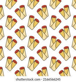 Pattern of kebab in white background with mini doodle (icons). Vector Illustration