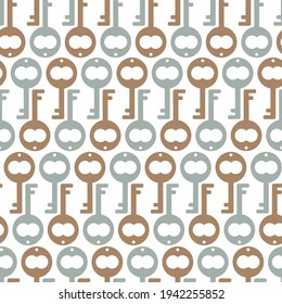 Pattern with keys. Endless texture on white background. Print for textile, wrapping paper, wallpaper, background.