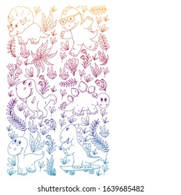 Pattern kids fabric, textile, nursery wallpaper. Vector illustration. Hand drawn dinosaurs, dino for little children.