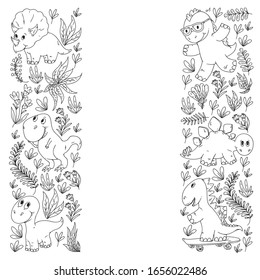 Pattern kids fabric, textile, nursery wallpaper. Vector illustration. Hand drawn dinosaurs, dino for little children.