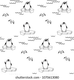 Pattern for kids, girls and boys. Vector illustration. It can be used to create prints, packaging, invitations, simple designs, gift wraps, festive decor, clothes, bags, pillows, postcards, cups. penguins.	