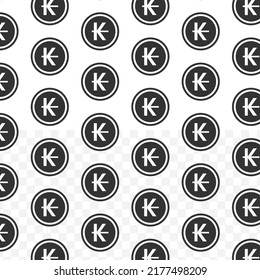 Pattern of Kip currency in white background with mini doodle (icons). Vector Illustration