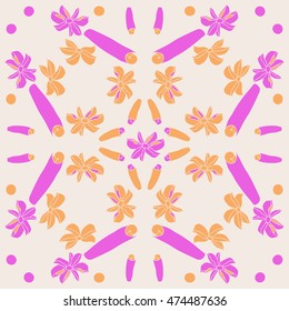 Pattern with  kitchen herbs, doodles. Hand drawn.