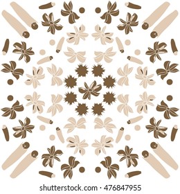 Pattern with  kitchen herbs, doodles. Hand drawn.