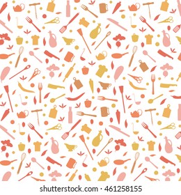 pattern of kitchen utensils and vegetables