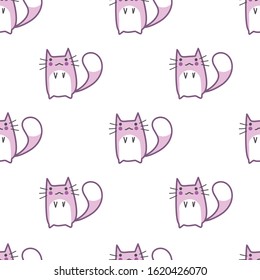 Pattern of a kitten. Little kitten repeated to decorate. Editable vector.