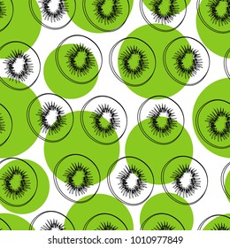 the pattern of kiwi, colored background, vector illustration
