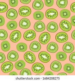 pattern of kiwi slices on a pink background