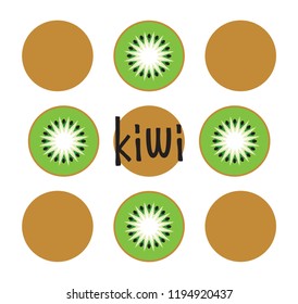 Pattern with kiwi. Tropical abstract background. Kiwi on a white background. Vector illustration