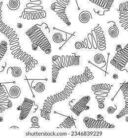 Pattern knitting, clothes. Knitting threads. One line drawings . Vector illustration with isolated background.