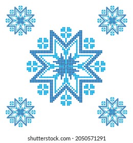 Pattern for knitting and embroidery.  The Nordic style. Folk pattern. Scandinavian, Ukrainian ornament. 
Spanish porcelain. Arabesque damask. Ethnic motive. Cross stitch.