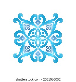 Pattern for knitting and embroidery.  The Nordic style. Folk pattern. Scandinavian, Ukrainian ornament. 
Spanish porcelain. Arabesque damask. Ethnic motive. Cross stitch.